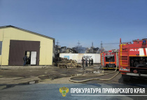 Прокуратура поставила на контроль установление обстоятельств крупного пожара на территории торгового объекта в Лесозаводске